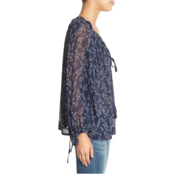 LUCKY BRAND 'Tossed Flower' Print Peasant Top sz L - Picture 4 of 13